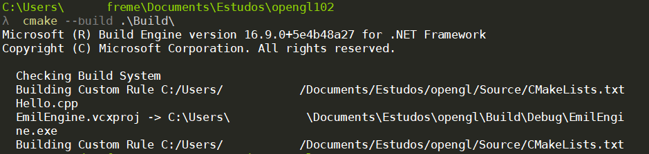 CMake "buildando" o projeto 